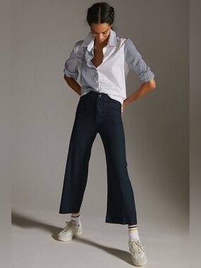 Anthropologie The Colette Linen Blend Crop Wide-Leg Pants by Maeve - Size 32